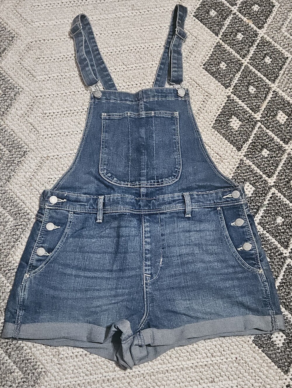 Old Navy Overalls Womens Medium Blue Adjustable Straps Cotton Blend Shortalls